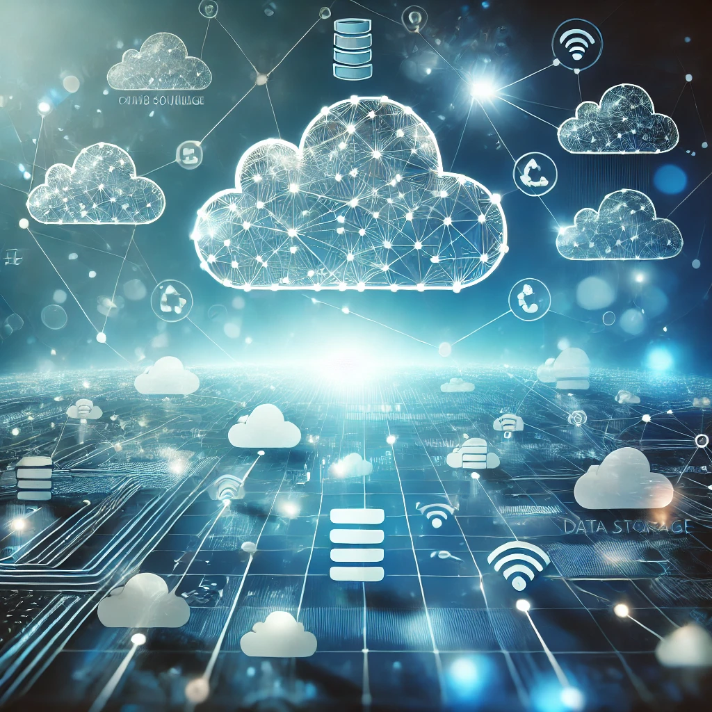 cloud services. The background is Pilvipalvelut tarjoavat yrityksille ja yksityishenkilöille joustavia ja turvallisia tapoja käyttää teknologiaa tehokkaasti. Opi lisää pilvilaskennasta.